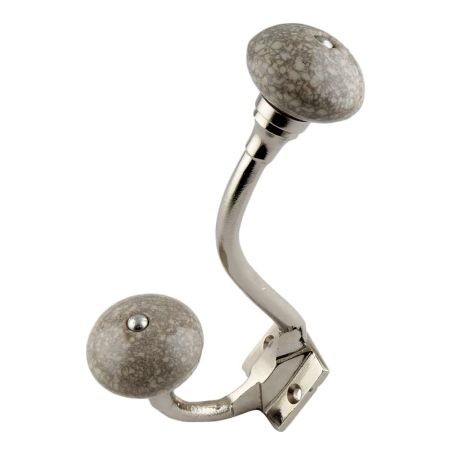 Marble Cream Crackle Ceramic Silver Iron Hook
